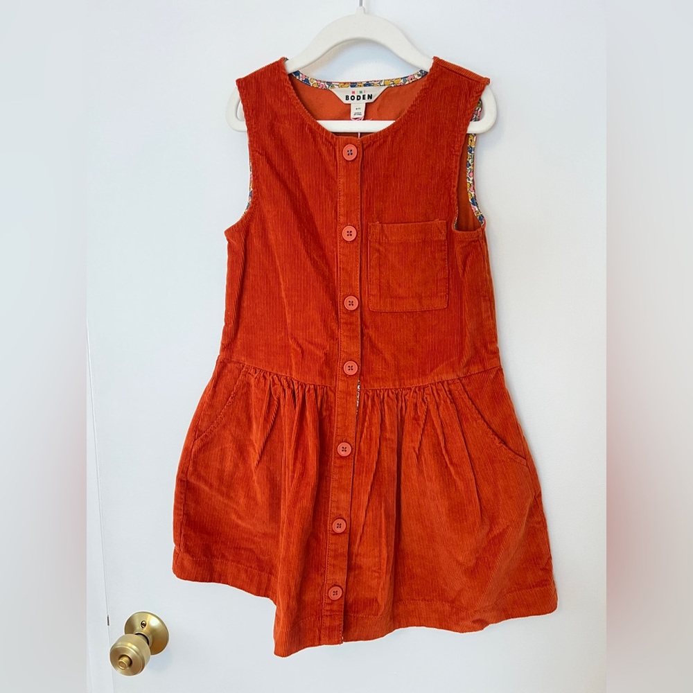 Mini Boden button pinafore dress